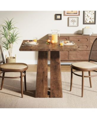 31.5" Wooden Square Dining Table for 2-4 People, Farmhouse Kitchen Table