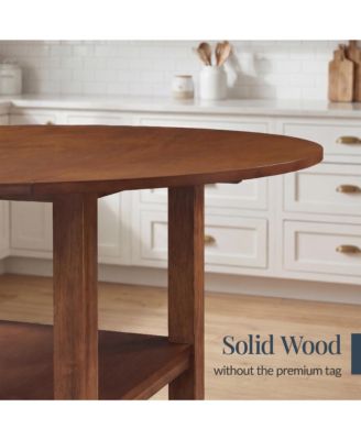 Round Dining Table, 42"  Small Kitchen Dining Table for 4  w/ Dual Leaf