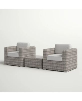 Fully Assembled 2 Person Rattan Wicker Seating Set with Cushions Tempered Glass Coffee Table for Backyard