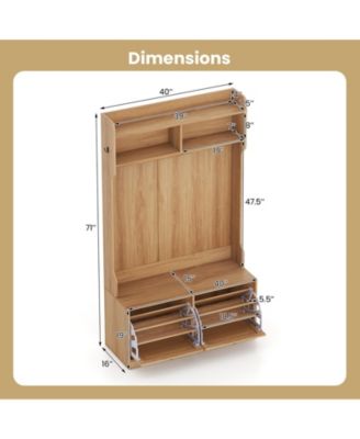 Four in One Hall Tree with Coat Rack and Storage Drawers
