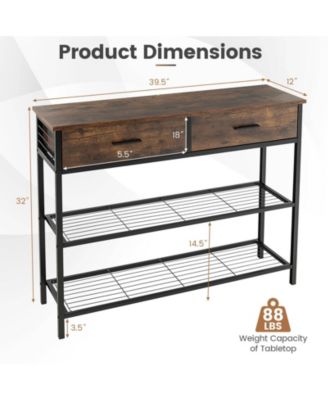 Entryway Console Table with Two Drawers and Tiered Shelves