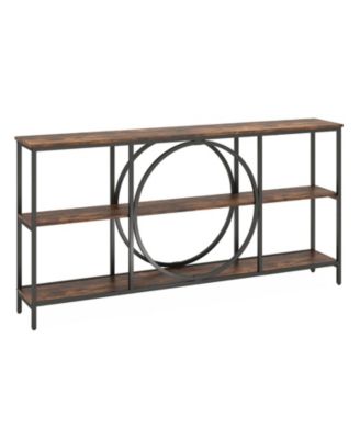 Three Tier Console Table with Faux Marble Top and Shelves