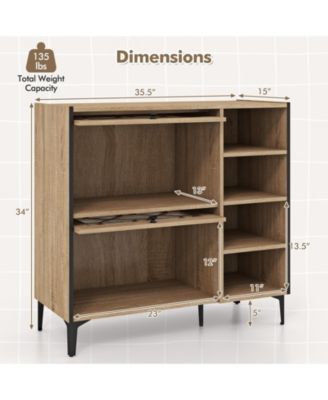 Rustic Shoe Cabinet with Flip Doors and Adjustable Shelves