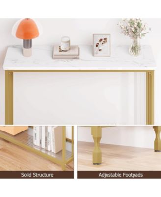 41.5” Narrow Console Table Behind Couch, Industrial Sofa Table with Wood Shelf, Metal X-Frame, Entryway Table