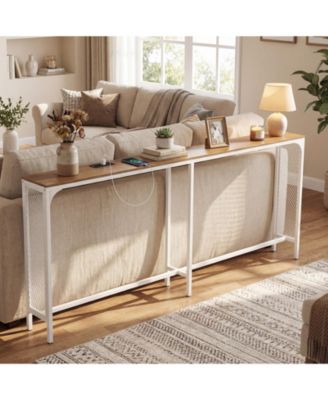 Narrow Console Table with Built In Power Outlet for Small Spaces