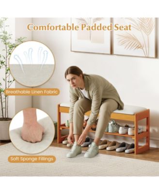 Shoe Rack Bench with Flip Open Storage and Two Tier Design