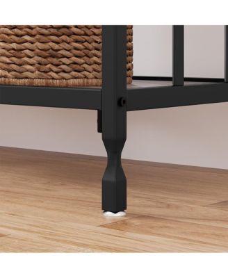 Entryway Console Table, Narrow Sofa Table with Storage Shelf and Metal Frame, Industrial Hallway Table for Living Room