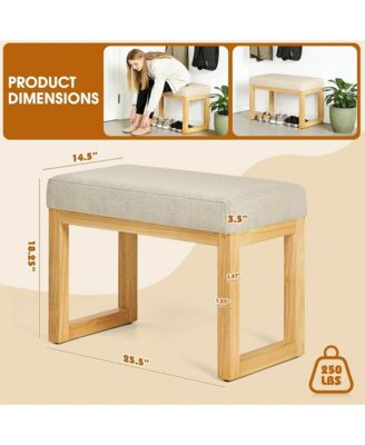Upholstered Wooden Ottoman Bench, Shoe Changing Bench, Rustic Entryway Shoe Bench for Bedroom, Living Room, Entryway