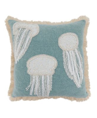 Embroidered Jellyfish Decorative Pillow, 18" x 18"