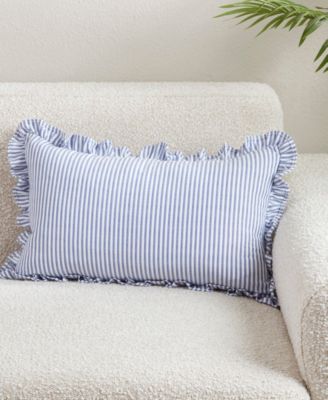 Striped Ruffle Edge Decorative Pillow, 12" x 20"