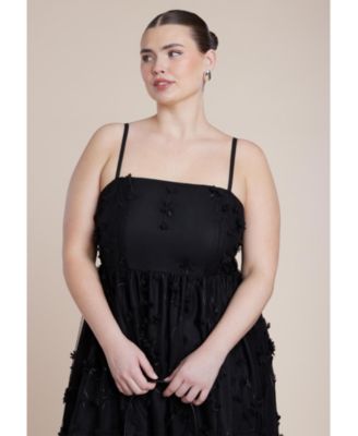 Women's Plus Size Floral Applique Dress