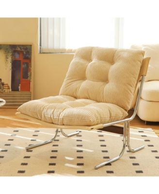 Modern Accent Chair, Upholstered Reading Chair with Metal Chrome Frame, Comfy Living Room Chair for Home Office, Bedroom