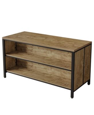 62.99" Kitchen Island with Storage and Seating - Farmhouse Stationary Island Table, Large Countertop and Sturdy Metal Frame