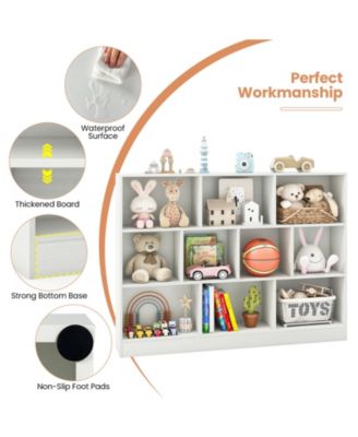 41 inches Wooden Toy Storage Organizer with 10 Cubes for Classroom Daycare Nursery Kindergarten