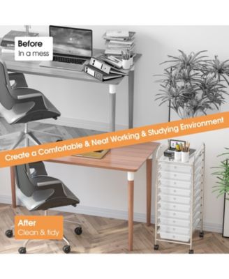 Ten Drawer Rolling Storage Cart Organizer with Universal Casters