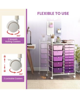 Fifteen Drawer Utility Rolling Storage Cart for Multi Use