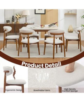 Mid-Century Modern Wooden Dining Chairs Set with Fabric Upholstery and Ergonomic Design
