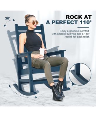 All-Weather Outdoor Rocker with High Back and Wide Seat, 350 lb Capacity, Stainless Steel Hardware, 80% Pre-Assembled