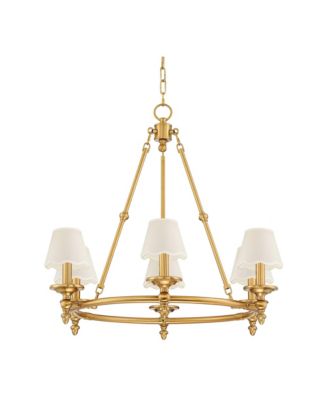 Hartley 28"W Antique Gold 6-Light Chandelier with  Shade