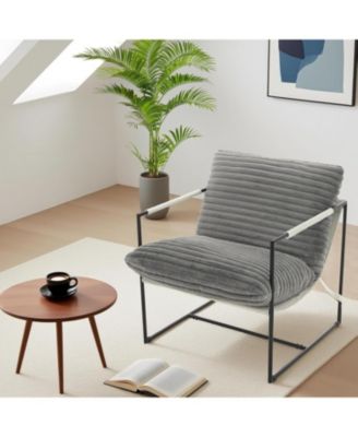 Modern Plush Sling Accent Chair with Shredded Foam Upholstery and Sturdy Metal Frame, Comfy Lounge Chair for Home