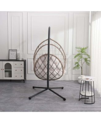 Outdoor Egg-shaped Hanging Chair with Stand, Patio Swing Chair, Indoor Rocking Chair, Outdoor Hammock Egg-shaped Chair