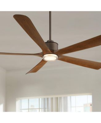 60" Hex and Koa LED Ceiling Fan with Remote