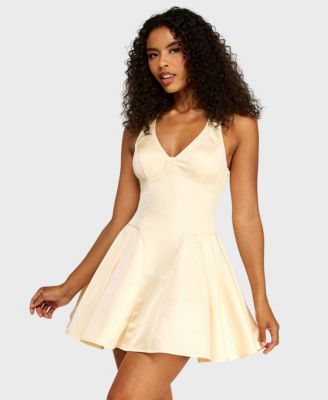 Juniors' Halter Neck Fit & Flare Mini Dress