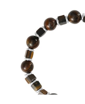 Men s Tiger Eye & Hematite Beaded Stretch Bracelet