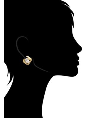 18K Gold Plated Cubic Zirconia Sculptural Stud Earrings