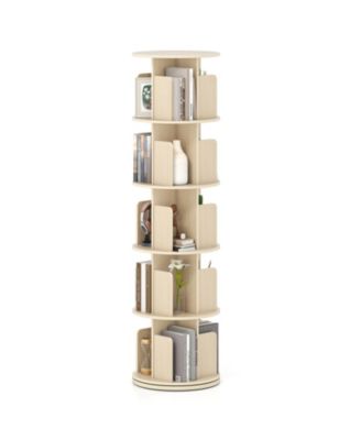 5-Tier Rotating Bookshelf 360  Display Rack with Dividers and Anti-falling Baffles