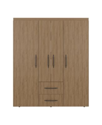 Valier Wardrobe, Deluxe Armoire with Multiple Storage Options and Metal Accents