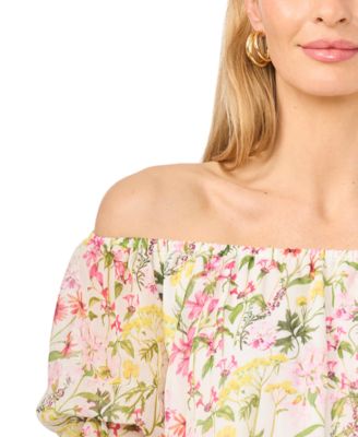 Women's Off-The-Shoulder Long-Bubble-Sleeve Top