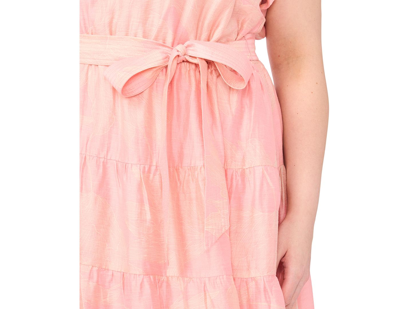 Женское платье Vince Camuto Plus Size Notch-Neck Puff-Sleeve Midi, цвет: Розовый — фото 4