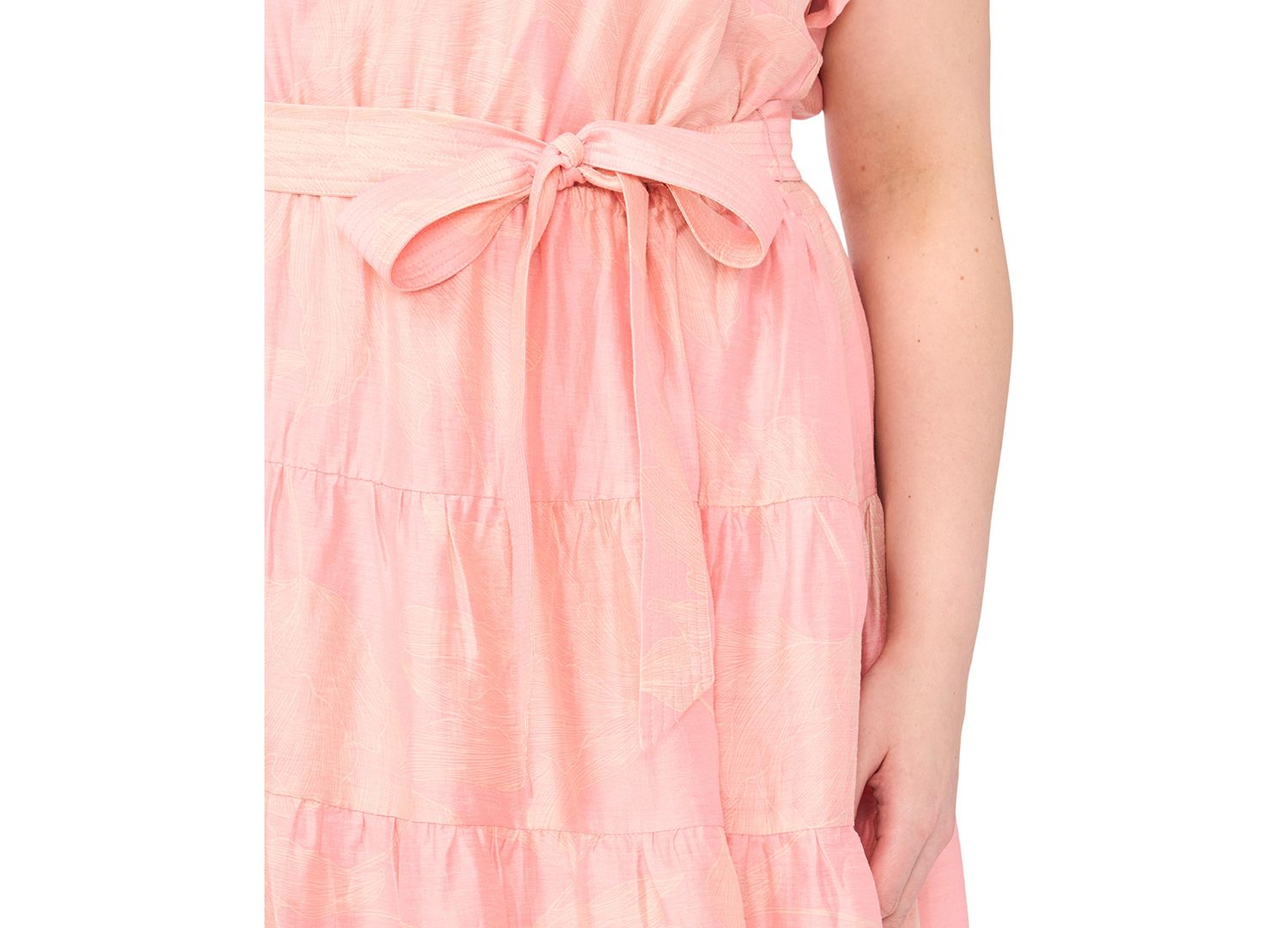 Plus Size Notch-Neck Puff-Sleeve Midi Dress