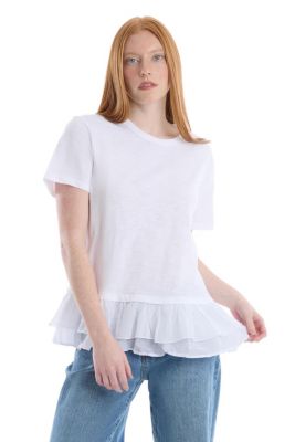 Women's Short Sleeve Mixed Media Tee