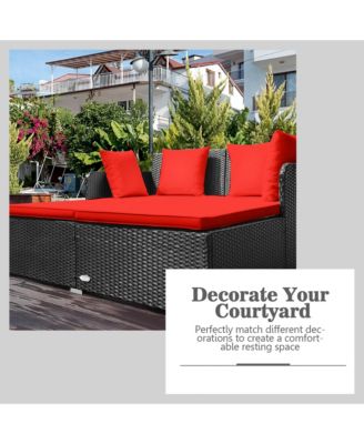 Rattan Patio Daybed Loveseat Sofa Yard Outdoor w/ Cushions Pillows