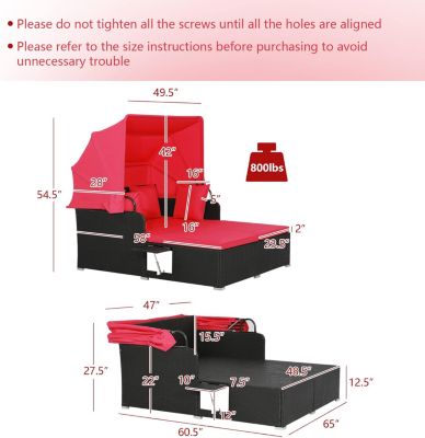 Patio Hand-Woven PE Wicker Daybed Outdoor Loveseat Sofa Set w/ Cushions