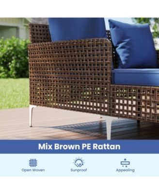 Outdoor Rattan Double Daybed Wicker Chaise Lounge