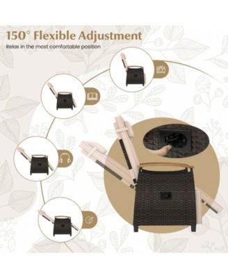 Patio Wicker Recliner Chair with Adjustable Backrest and Footrest