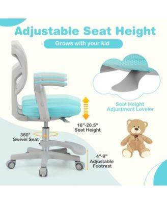 Kids Desk Chair with Adjustable Height Armrest and Footrest