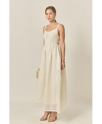 Women's Mixed Media Sleeveless Midi Dress