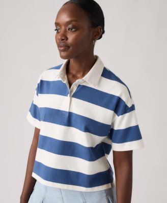 Women's Short-Sleeve Striped Polo-Shirt