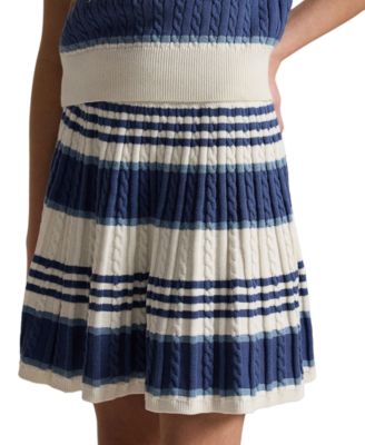 Girls' 7-16 Striped Cable Sweater and Skirt, 2-Piece Set