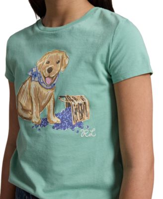 Girls' 7-16 Dog-Print Crewneck Jersey T-Shirt