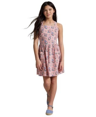 Girls' 7-16 Striped Square Neck Seersucker Dress