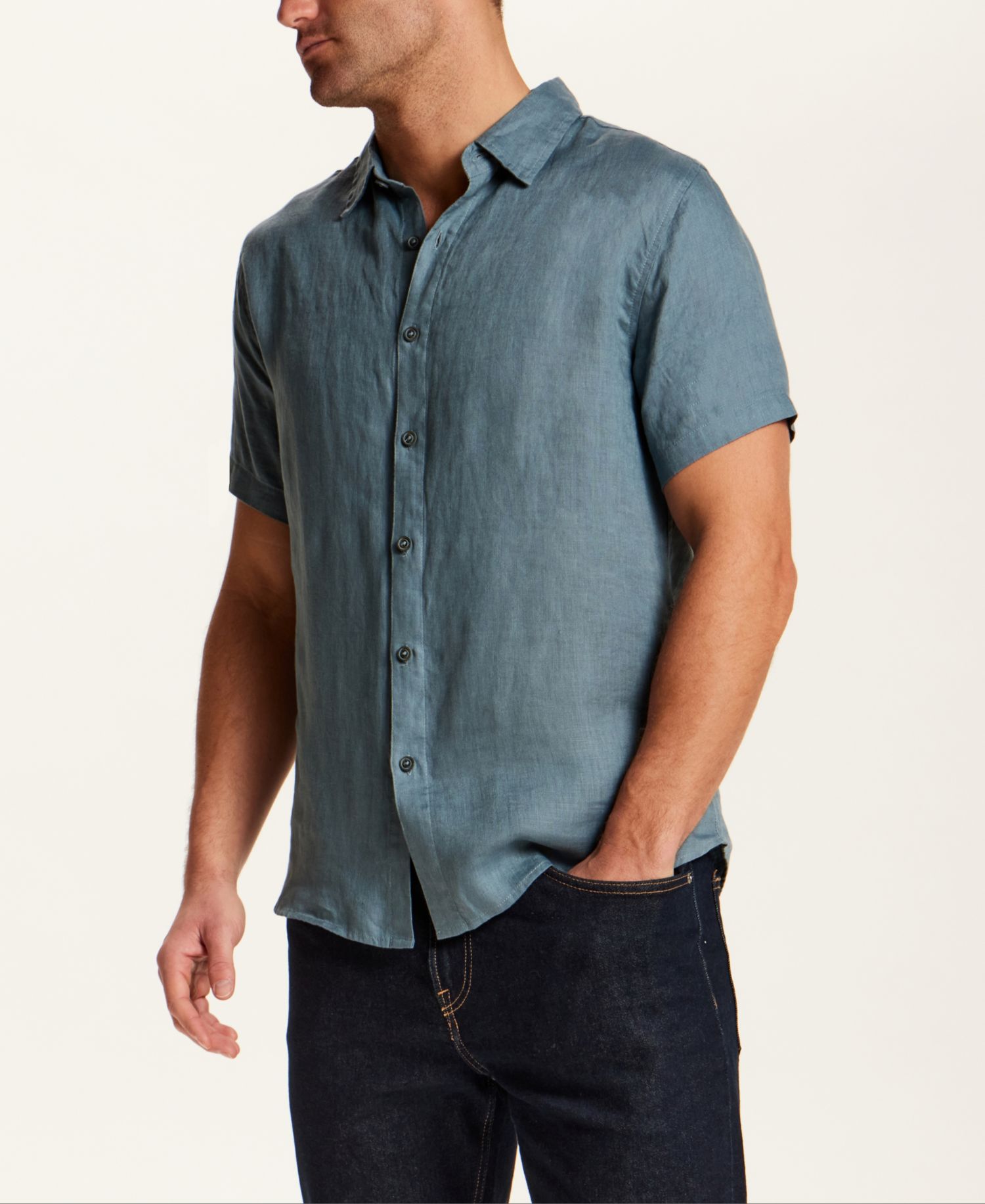 Men's Short-Sleeve Linen Shirt