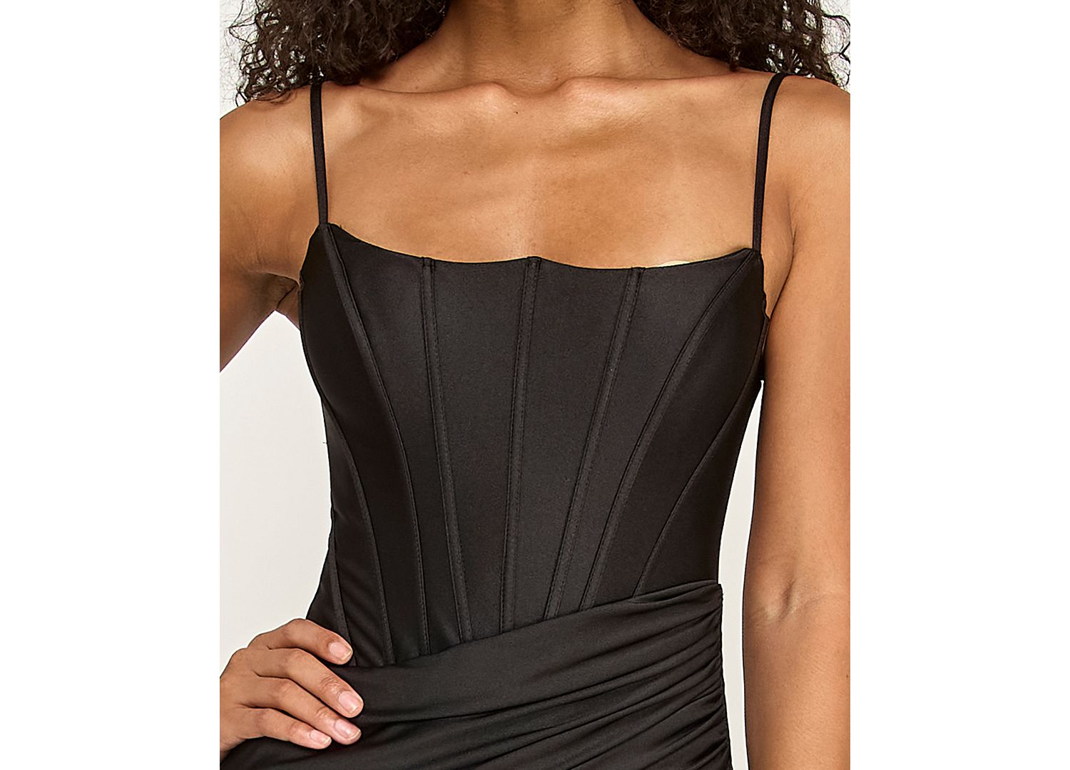 Juniors' Square Neck Corset Midi Dress