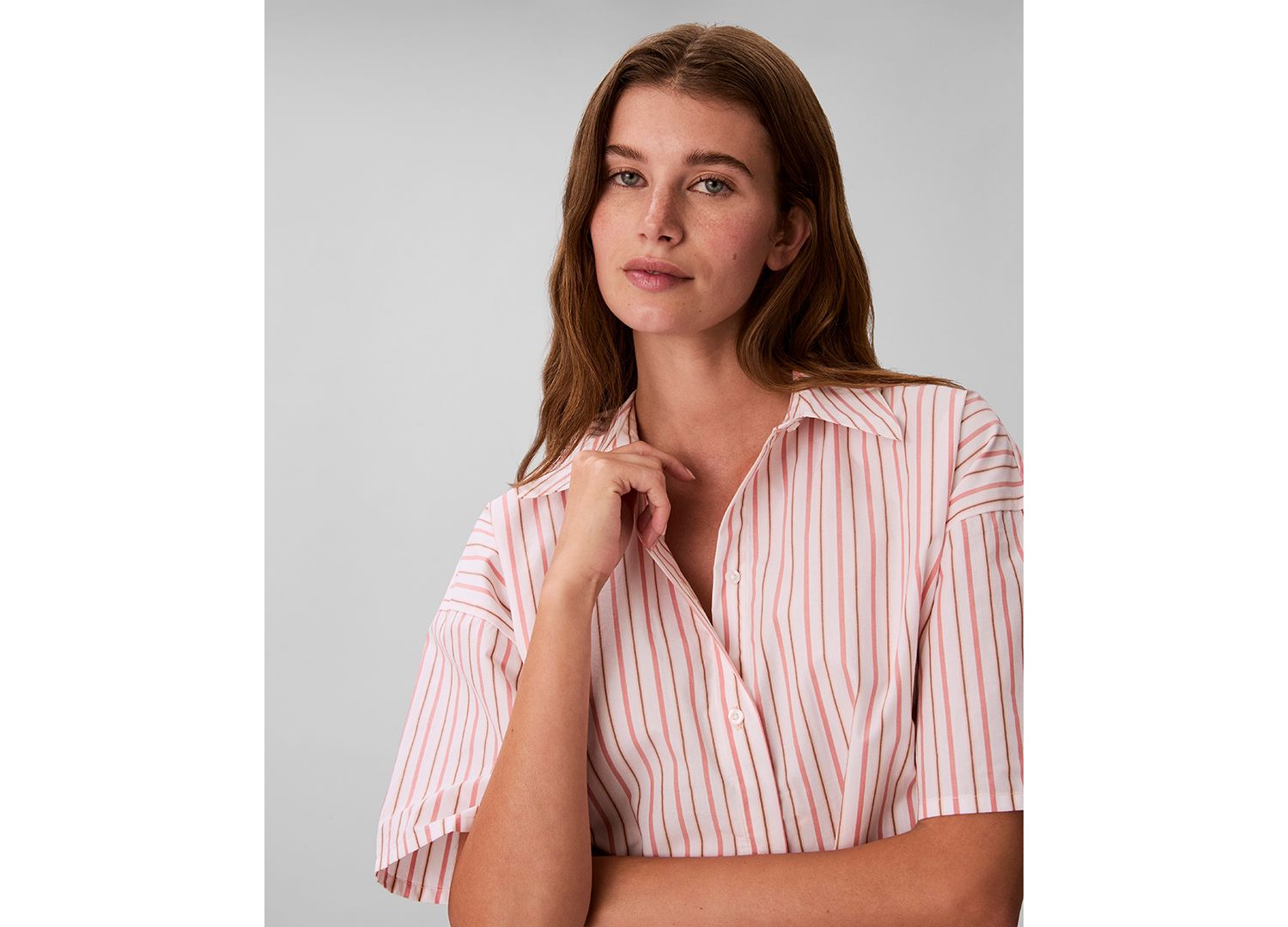 Women's Striped Short-Sleeve Pajama Shirt QS7652