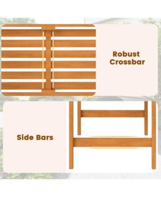 Acacia Wood 2-Person Patio Loveseat with Backrest and Armrests