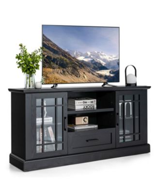 TV Stand for TVs up to 70 in with Glass Doors and Storage